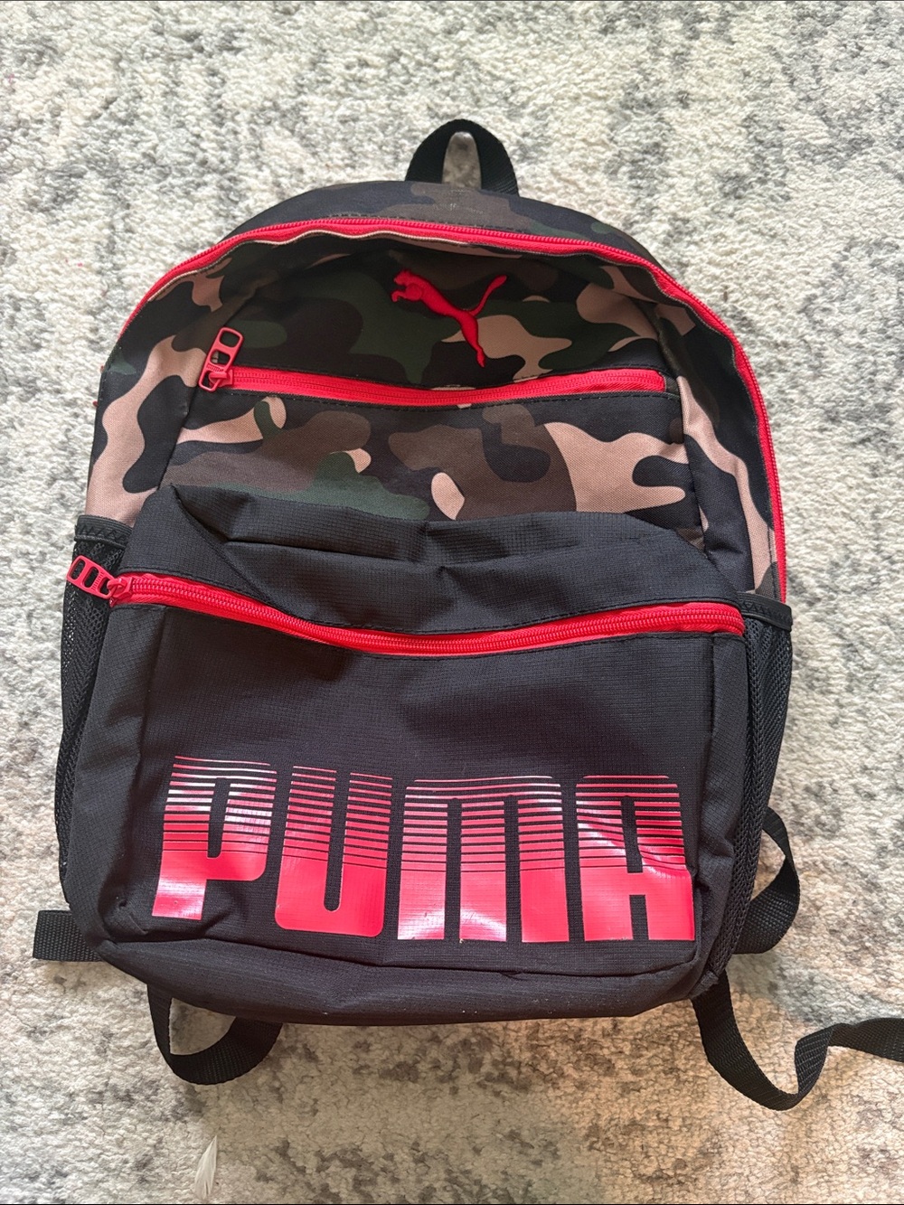 Puma Red and Black camo Logo Backpack